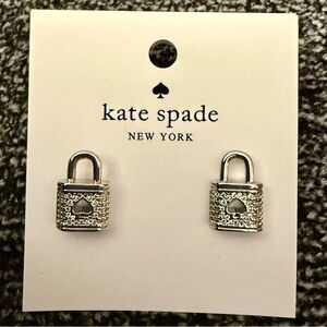 Authentic kate spade New York Silver Padlock Stud Earrings - NWT